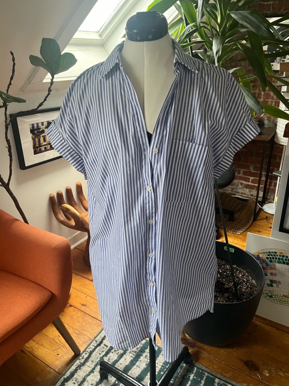Striped Shirt dress with pockets